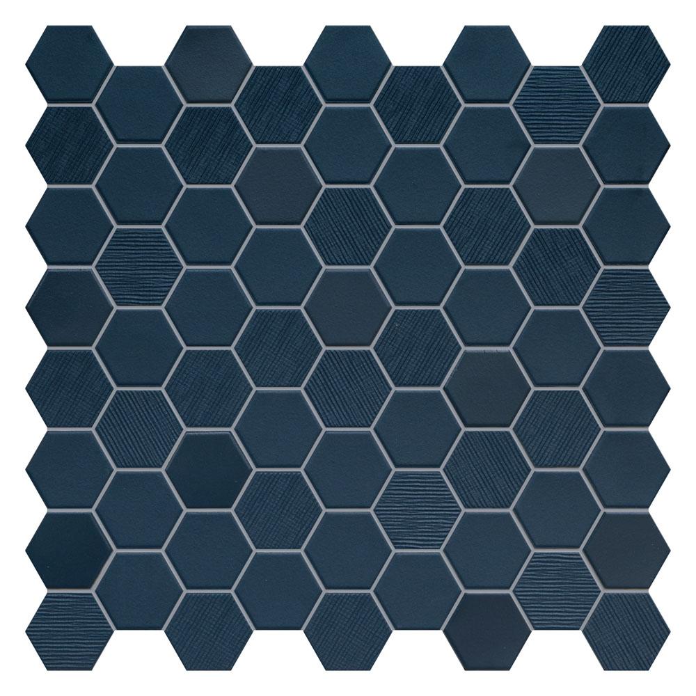 Hexa Deep Navy Mix 6-kulmainen mosaiikkilaatta